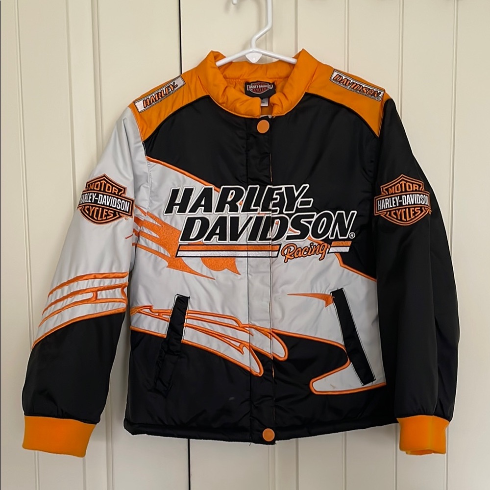 Harley-Davidson Black and Orange Puffer Jacket